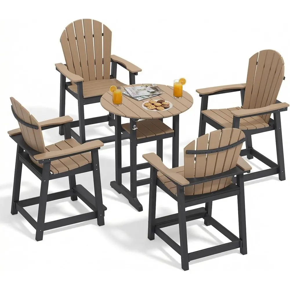 

All-Weather HDPE Outdoor High Top Table and Chairs Set for Patio, Deck, Balcony, and Garden