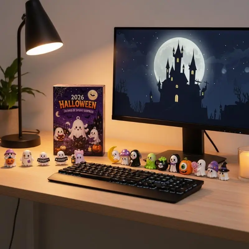 Spooky Cute Halloween Advent Calendar with 24 Mini Ghost Figurines Fun Countdown Gift for Kids Home Office Decor
