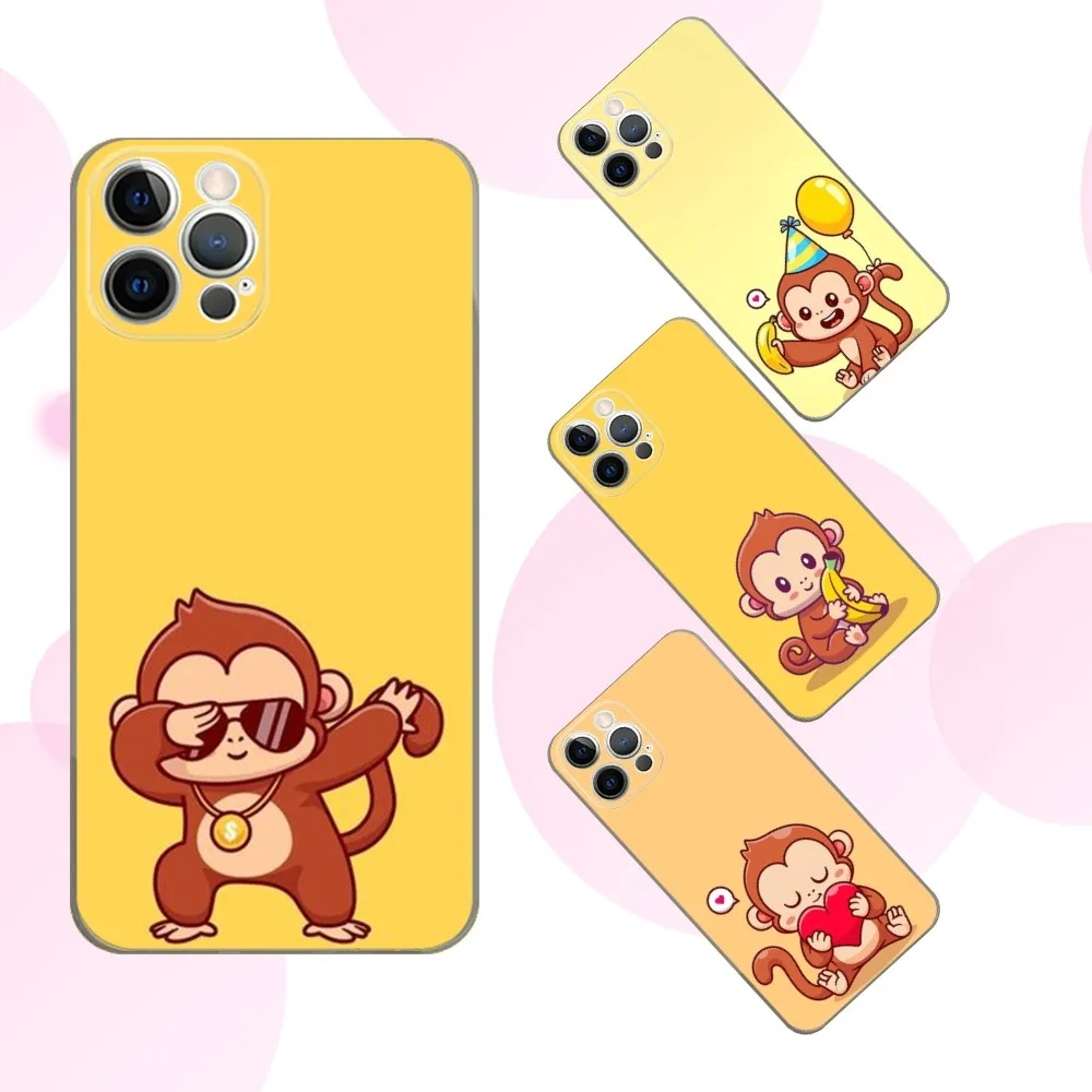 

Cartoon Monkey Phone Case For iPhone 16e,16,15,14,13,12,11 Plus,Pro,Max,XR,XS,X,Plus,SE,Mini Transparent Soft Cover