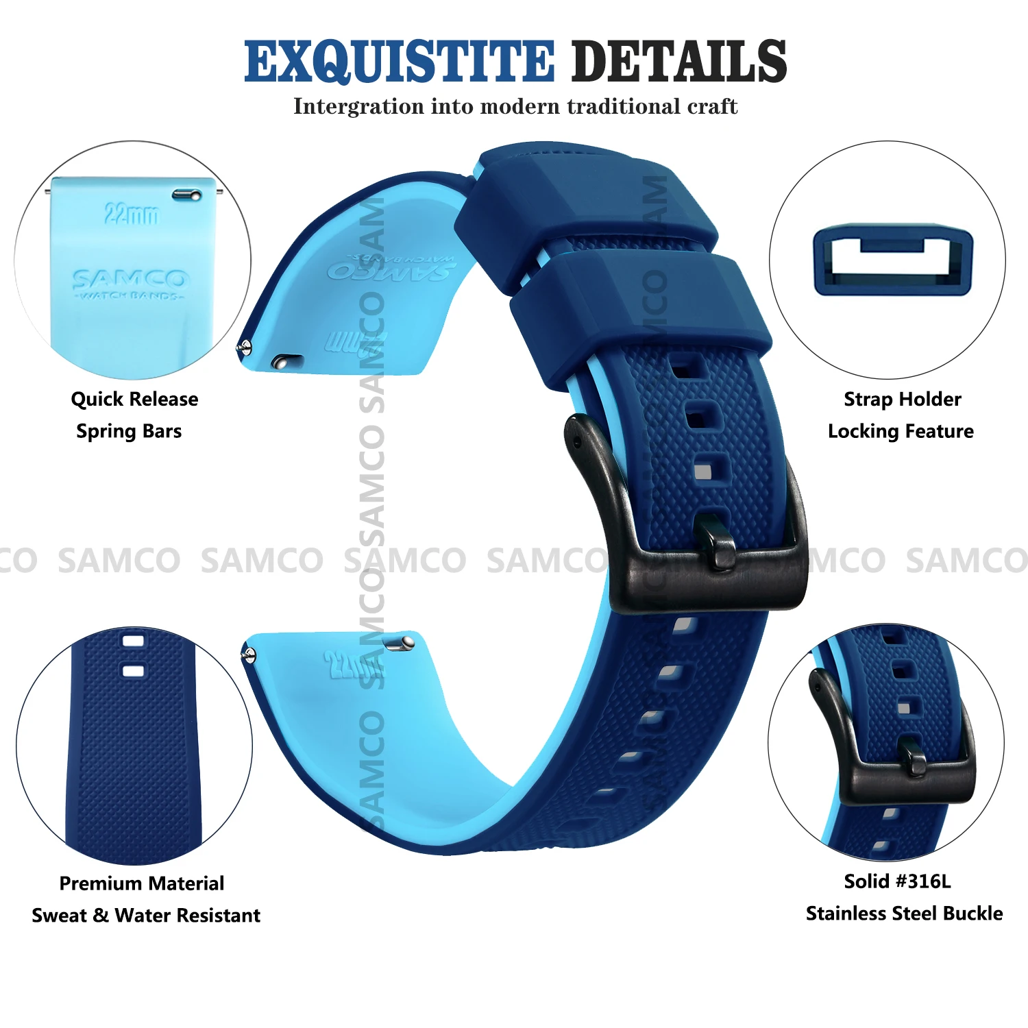 Quick Release Rubber Watch Strap Silicone Watch Band 18mm 20mm 22mm  Huawei ,Samsung Galaxy, Garmin, Watch Replacement Watchband