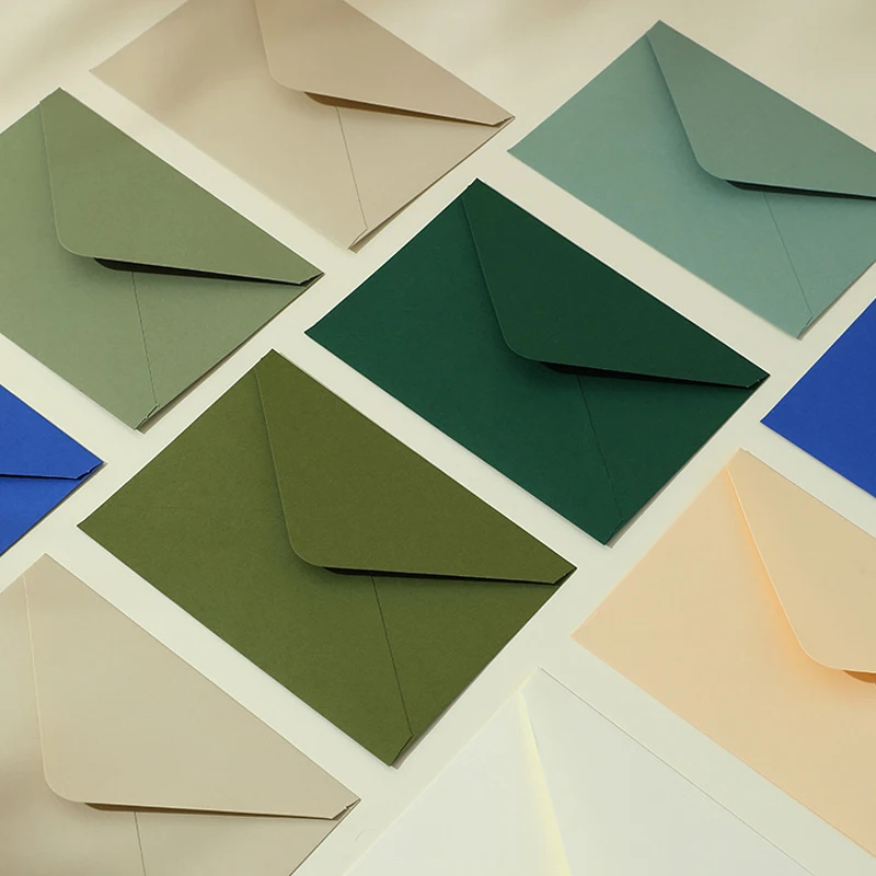 50pcs 120g Paper Envelopes Wedding Invitation 11.4x16.2cm Green High-grade Business Greeting Postcard Stationery Supplies Bag