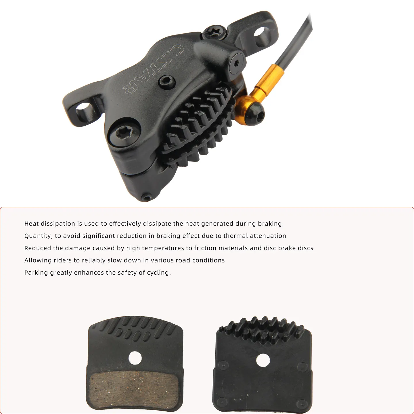 electric vehicle power off hydraulic brake four piston hydraulic disc double side braking heat dissipation brake pad disc brake