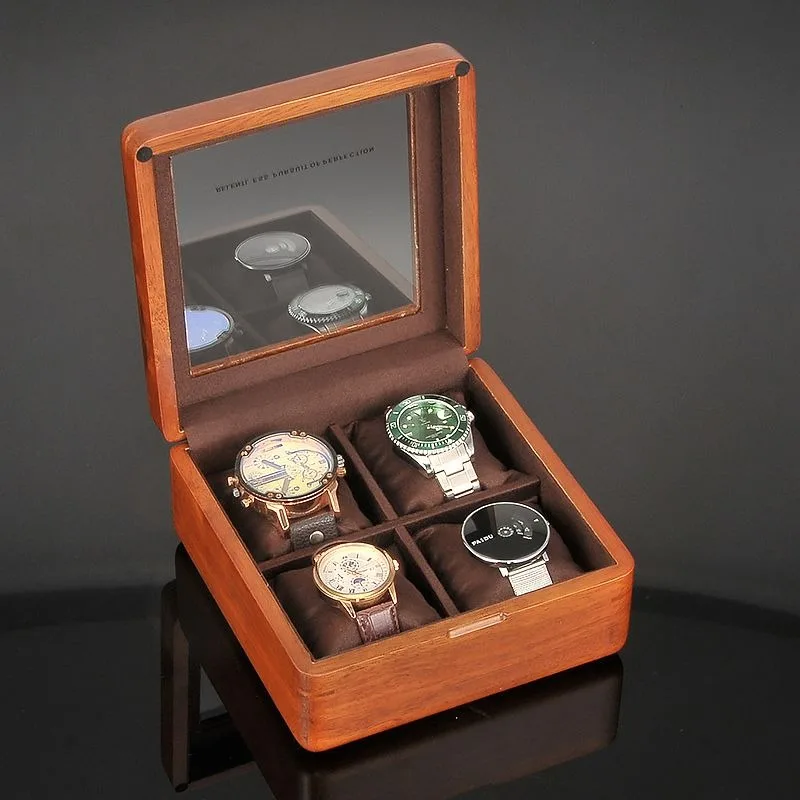 Solid Wood Watch Box Glass Dustproof Soft Pillow Watch Boxes Portable Watches Storage Case Luxury Bracelet Organizer Cases