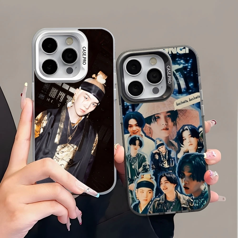 Agust D Suga King Cute Phone Case Colored Silver Trendy Phone Case For IPhone 16 15 14 13 12 Pro Max 11 2024 Fashion Couple