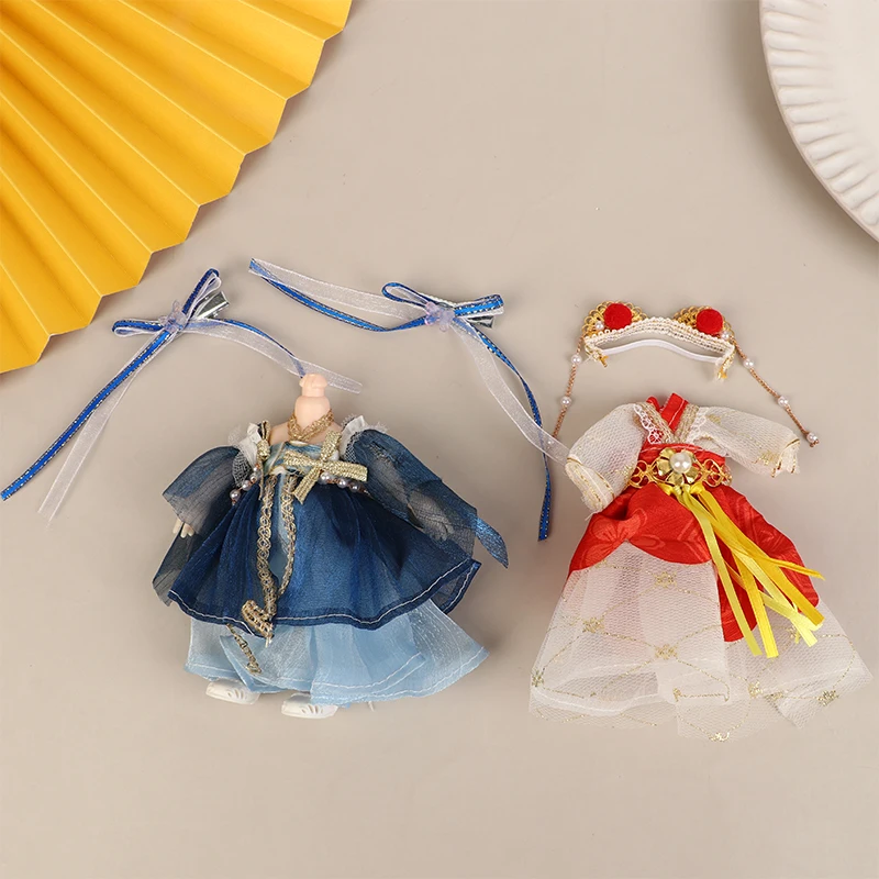 16CM Chinese Style Mini Hanfu Clothing Dress Ancient Costume Gown For Dolls Clothes Accessories Kids Pretend Play Toys