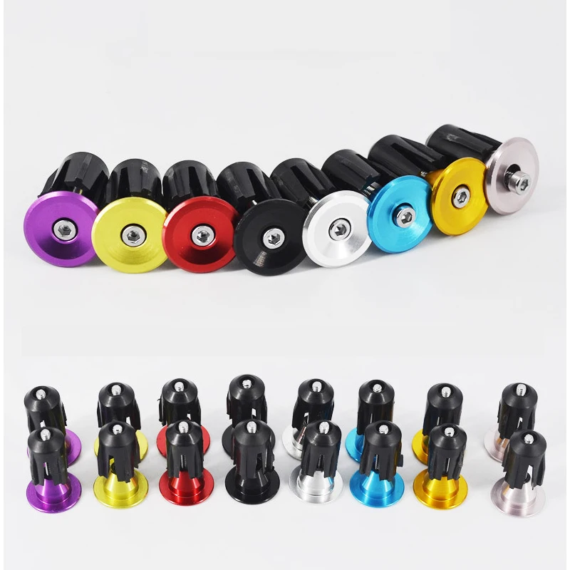 1 Pair Bike Handlebar End Plugs Aluminum Alloy Mountain Road Bicycle Handlebar End Cap Bike Multi-color Lock Handle Cover