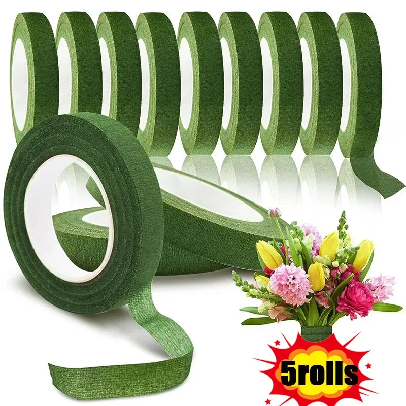 5/1 Roll Bouquet Floral Stem Tape Artificial Flower Self-Adhesive Wrapping Tape Florist Green Tapes Wedding DIY Flower Supplies