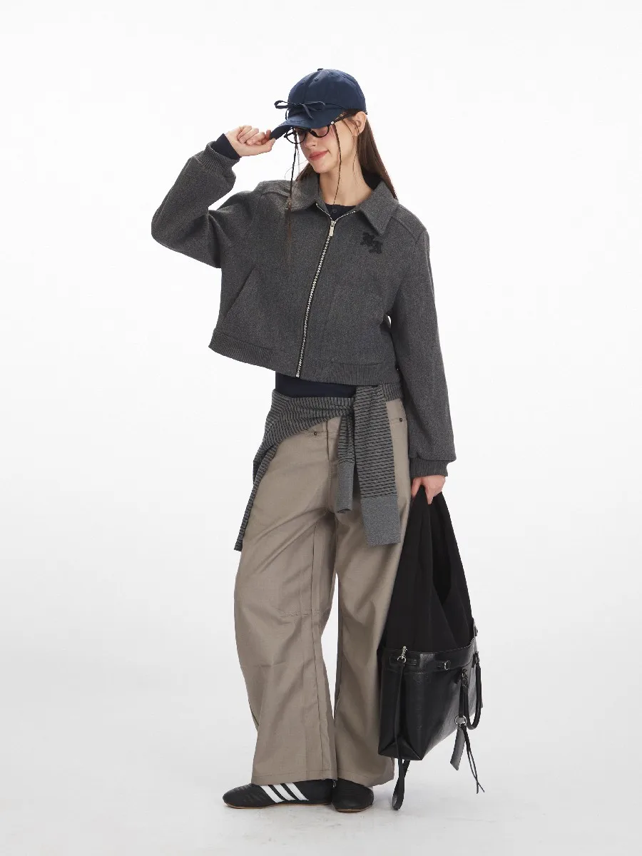 

Повседневная короткая куртка на молнии с вышивкой, пальто для женщин и девочек, уличная одежда Acamedia y2k, верхняя одежда большого размера, зимне-осенняя одежда