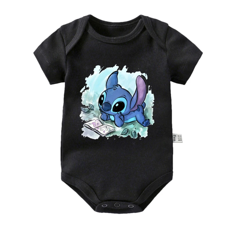 Disney Baby Stitch Print Newborn Cotton Romper Baby Girls Short Sleeve Infant Bodysuits Summer Harajuku Casual Baby Boys Clothes