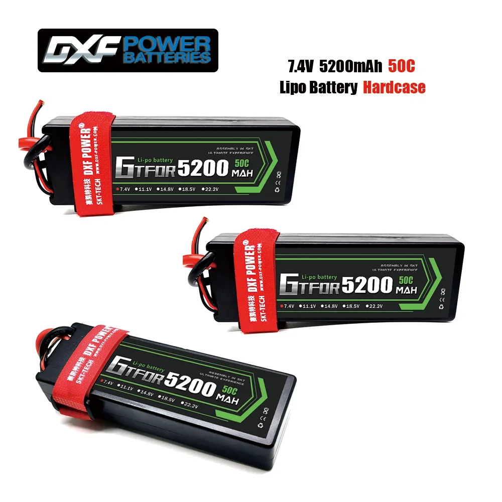 

GTFDR 2S Lipo Battery 5200mAh 50C with T/DEANS Plug Hardcase For 1/8 Buggy Truggy Offroad Car Boat Truck Airplane UAV RACING