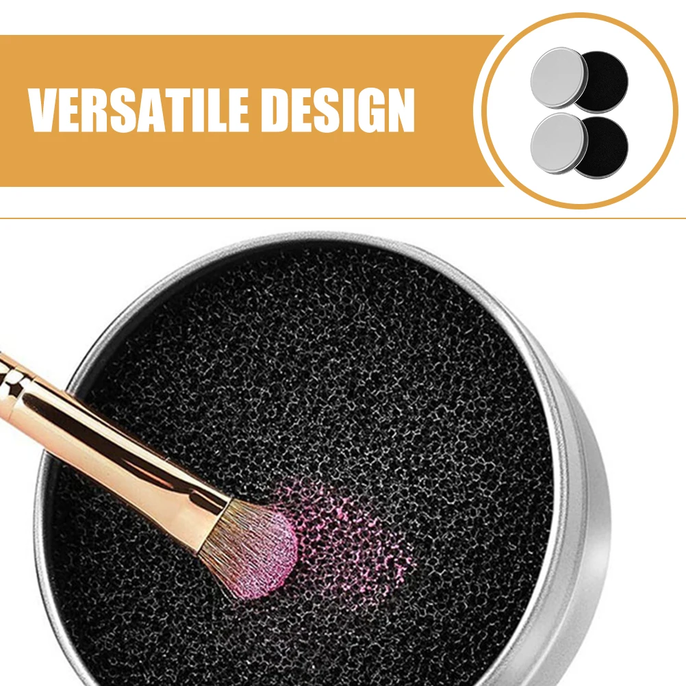 

2 Pcs Brush Box Set Single Layer Sponge Iron Makeup Cleaner For Brushes Case for Makeup Brushes Cleaner Mat Storage Tool