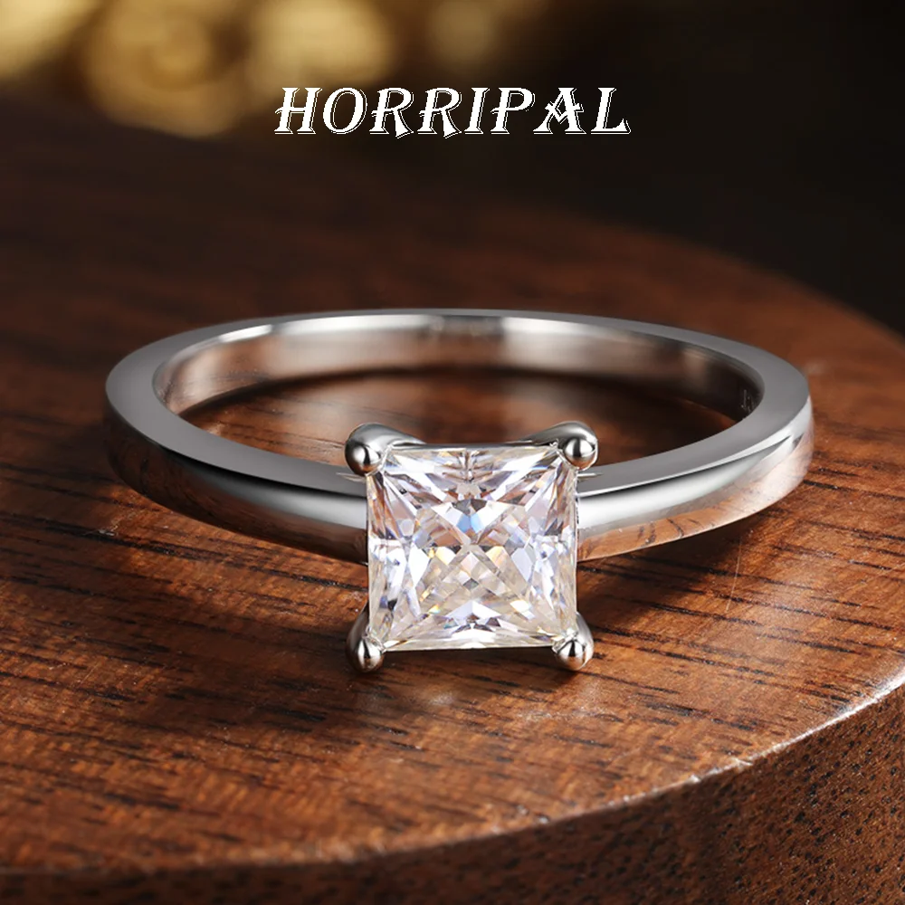 

HORRIPAL 1-4CT Princess Cut Moissanite Ring for Women High Quality Sterling Silver 925 GRA Wedding Engagement Shiny Fine Jewelry