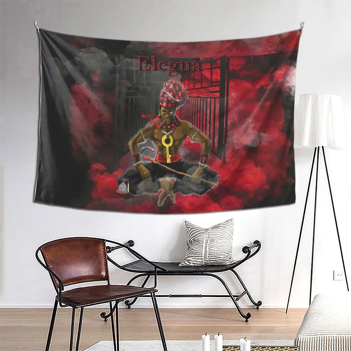 

Elegua Owner Of The Crossroads Tapestry Art Wall Hanging Aesthetic Home Decoration Tapestries for Living Room Bedroom Dorm Room