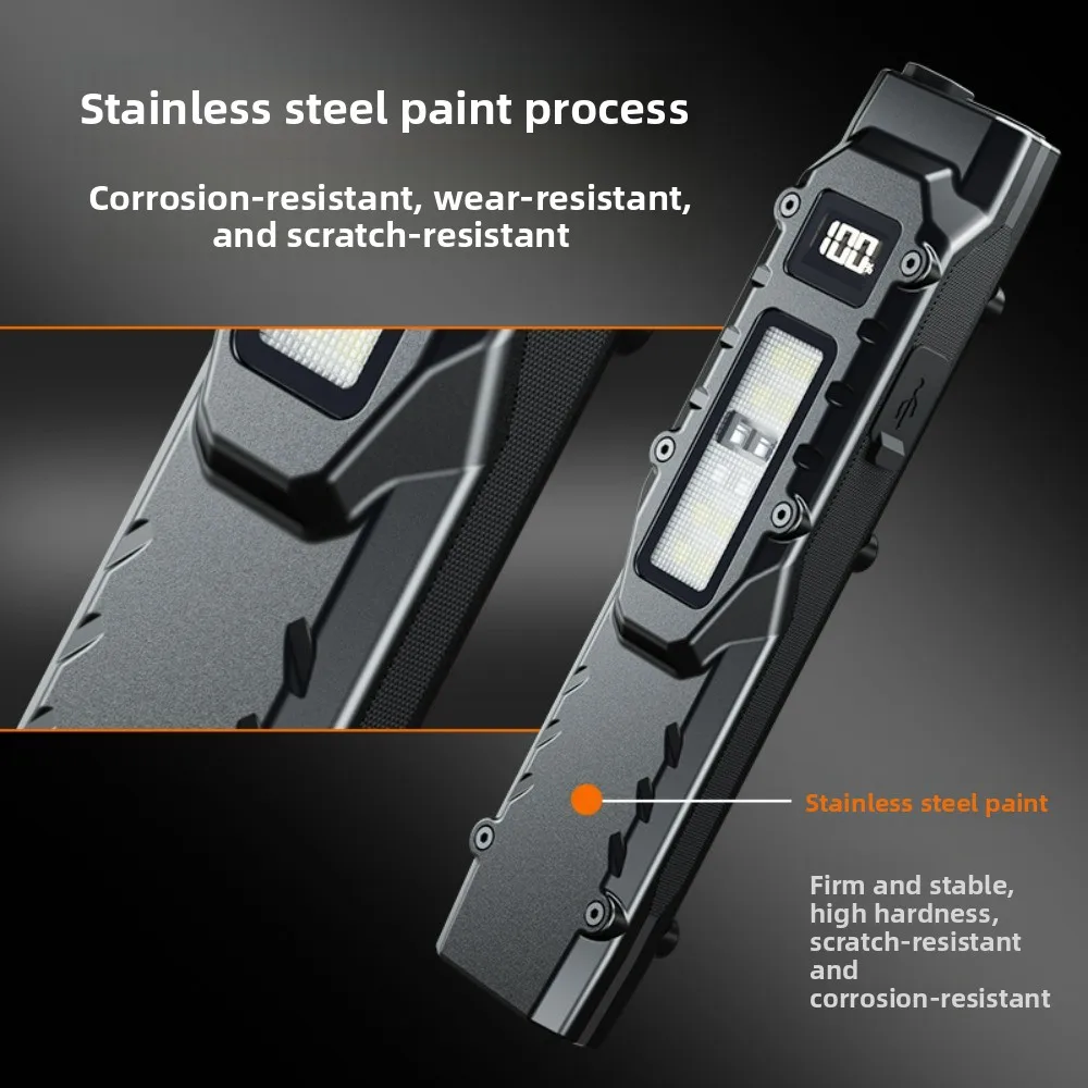 مصباح يدوي تكتيكي ساطع - ضوء عمل نحيف للدفاع عن النفس فائق السطوع قابل لإعادة الشحن 3 مصادر شعلة تكتيكية للاستخدام الخارجي/العمل
