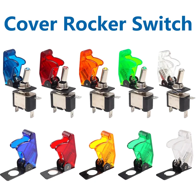 

5/20Sets 20A 12V LED Toggle Switch Illuminated ON/OFF Toggle Switch Control + Aircraft Missile Style Flip Up Cover