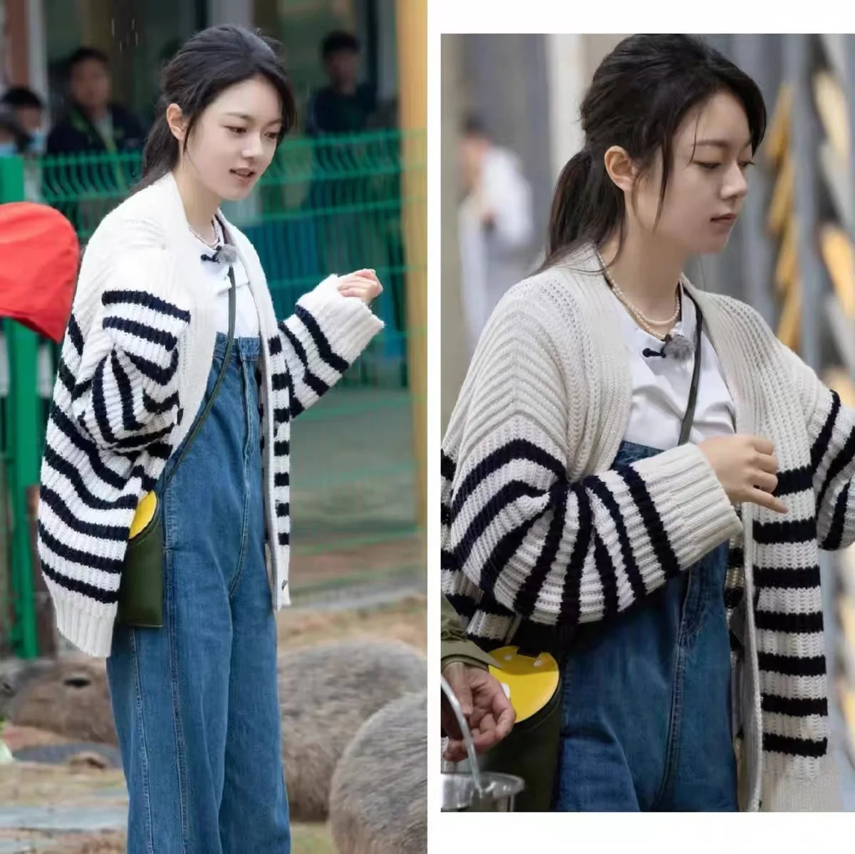 

Long Sve V-Ne Knitted Open Cardigan Women's Loose Fit Woolen Stripe Patterned Simple Sle Autumn Winter New A...