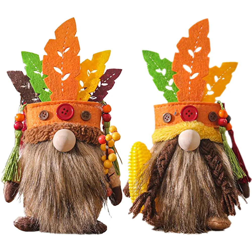 2 Pcs Dwarf Chief Ornaments Elaborate Decorations Fall Tiered Tray Halloween Desktop Gnome Bedtime Story Grain of Sand Gnomes