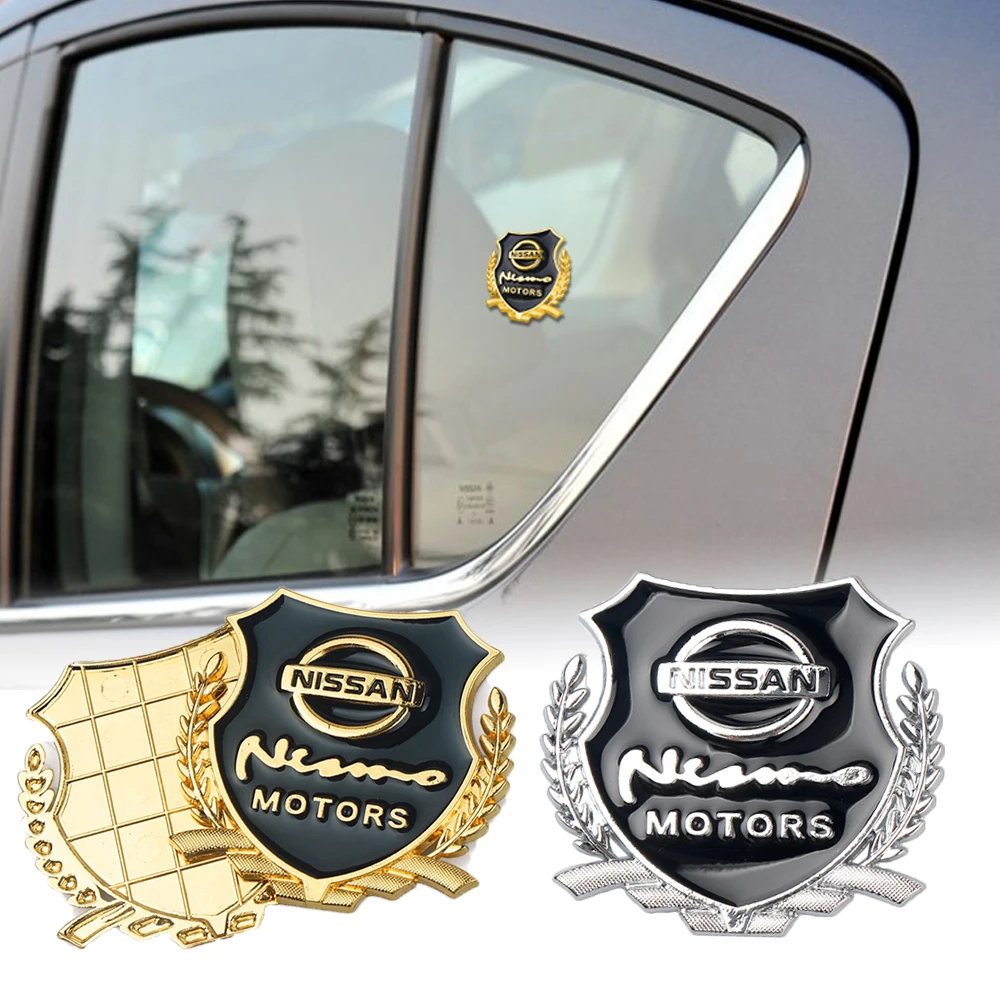 2Pcs Car Styling 3D Metal Logo Body Fender Side Window Wheat Ear Stickers For Nissan Nismo Qashqai Juke Micra X-Trail Leaf Teana