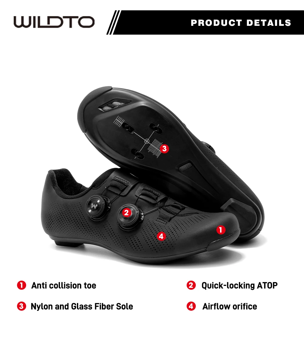 WILDTO Rennradschuhe Herren Fahrradschuhe Flache Sohle Neue Glasfaser- & Nylonsohle Fahrrad-Sneaker Passend für SPD-Pedale Fahrradschuhe – Detail 5