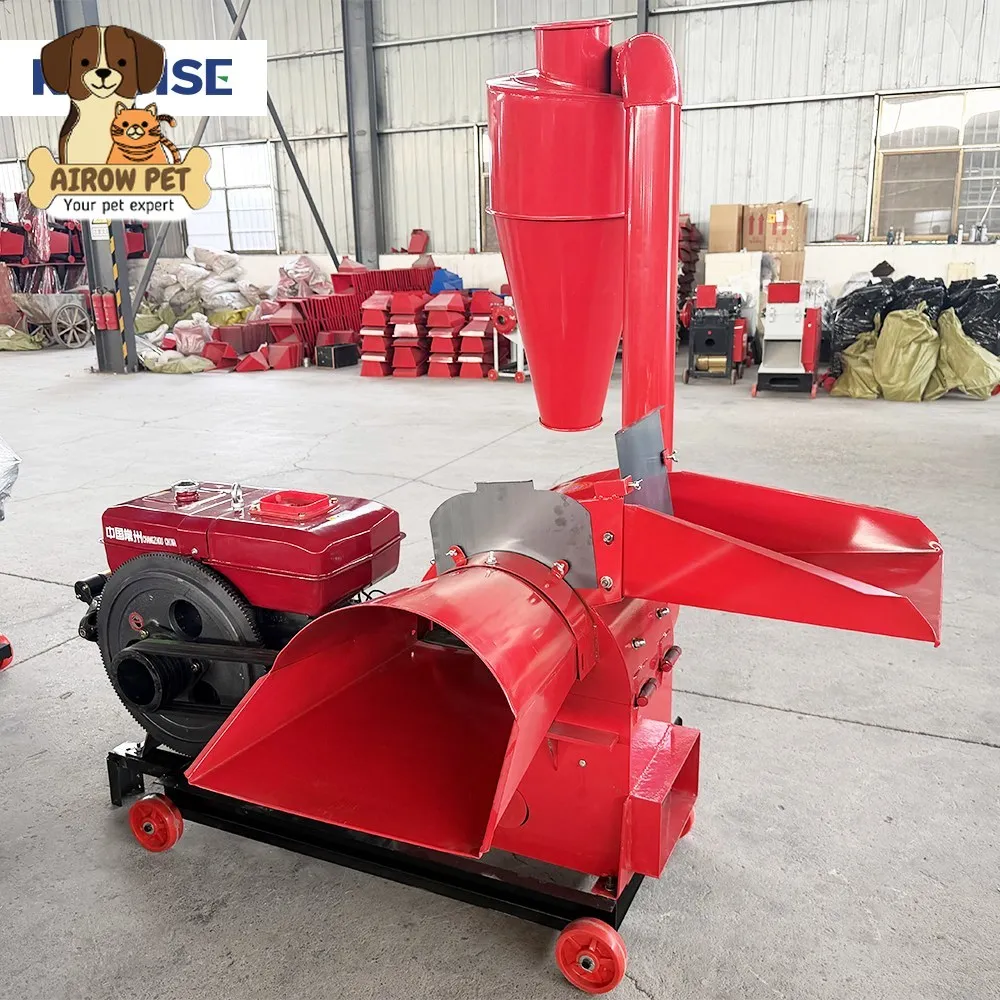AIROW Diesel Hammer Mill 400kg/h for Pig Feed Processing High Efficiency Corn Soybean and Rice Husk Grinder