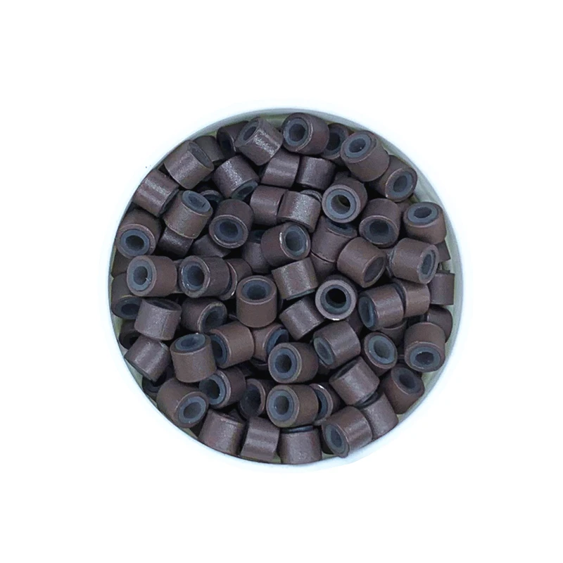 500 قطعة 4 مللي متر وصلات شعر صغيرة خرز ألومنيوم سيليكون مبطن بهرج لتصفيف الشعر