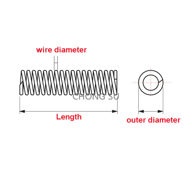 4 stuks 304 roestvrij staal drukveer WD 2 mm * OD 28 mm / 30 mm * lengte 10 mm-50 mm drukveer