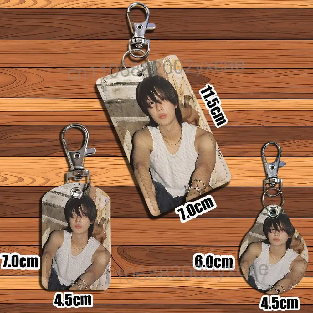 Think of You IDEA TAEMIN Leather Keychain Badge Holder with Lanyard - ID/Access Card Holder, Key Ring Accessory, Gift Option image 5