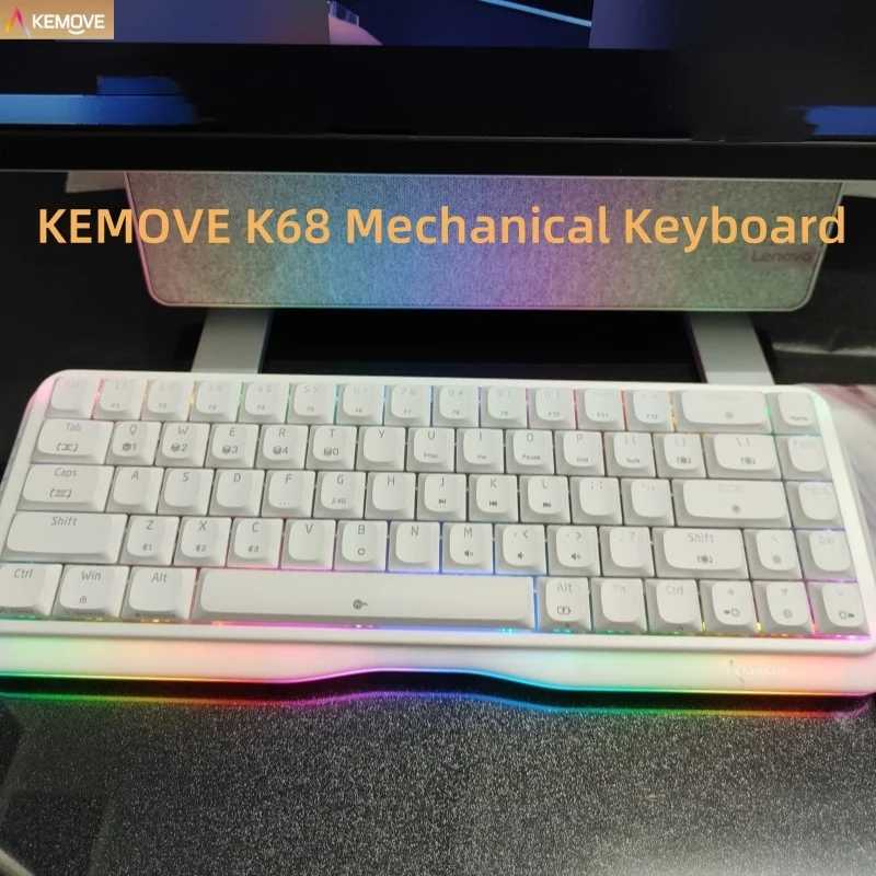 Imagem -02 - Kemove-teclado Mecânico Ajustável K68 Luz Surround de Modos 68 Teclas Pbt Keycap Hot-swapable Retroiluminação Rgb Personalizada