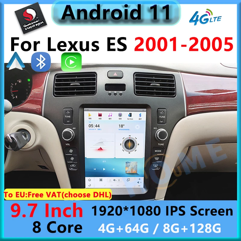 

9.7" Vertical Screen Android 11 Car Radio GPS Navigation Multimedia Player CarPlay For Lexus ES ES250 ES350 2001-2005 4G WiFi