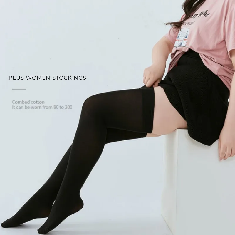 DOIAESKV Plus Size Women Stockings Over Knee Socks Thigh High Socks Large Size Female Stockings Long Socks Women\'s Stockings