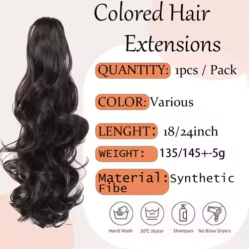 Claw Clip Ponytail Extension 18"&24 Clip in Wavy Synthetic Ponytail Hair Extensions Long Pony Tails for Women Extensions - Image 3