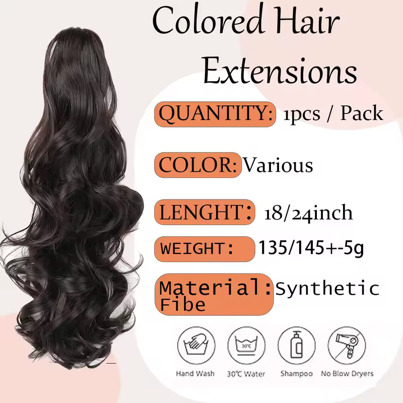 Claw Clip Ponytail Extension 18"&24 Clip in Wavy Synthetic Ponytail Hair Extensions Long Pony Tails for Women Extensions - Image 3