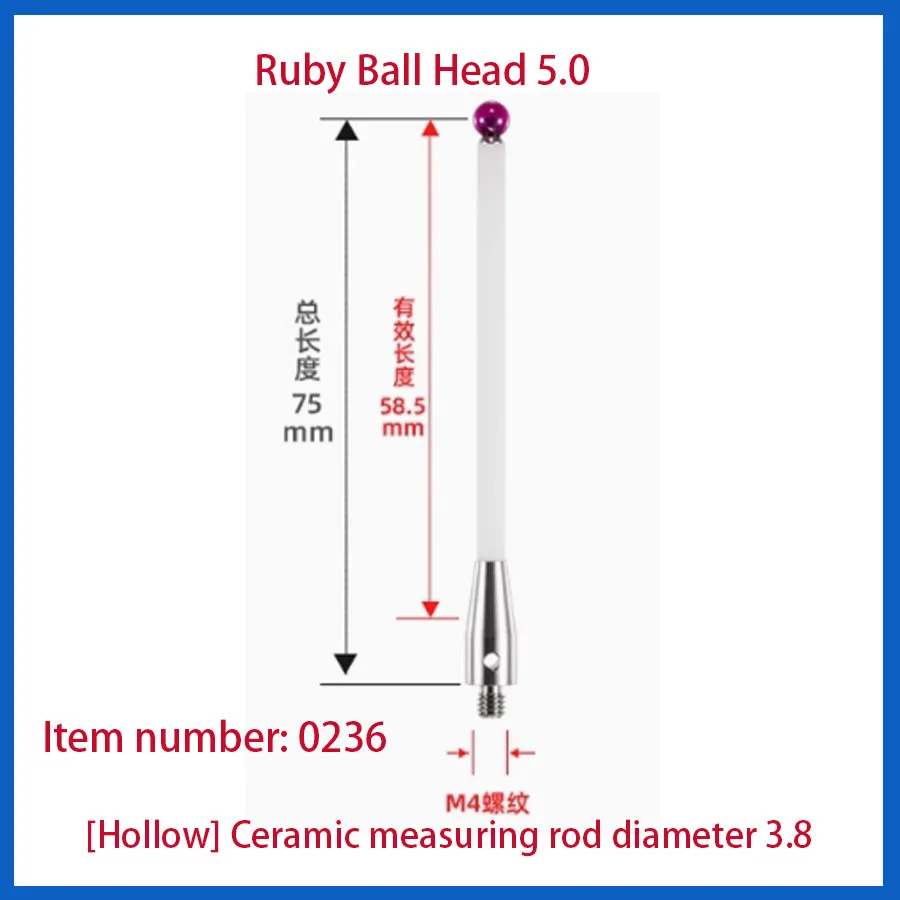 CNC machine probe dedicated M4 ruby ceramic measuring needle A-5000-3709/3712 Renishaw 6.0mm