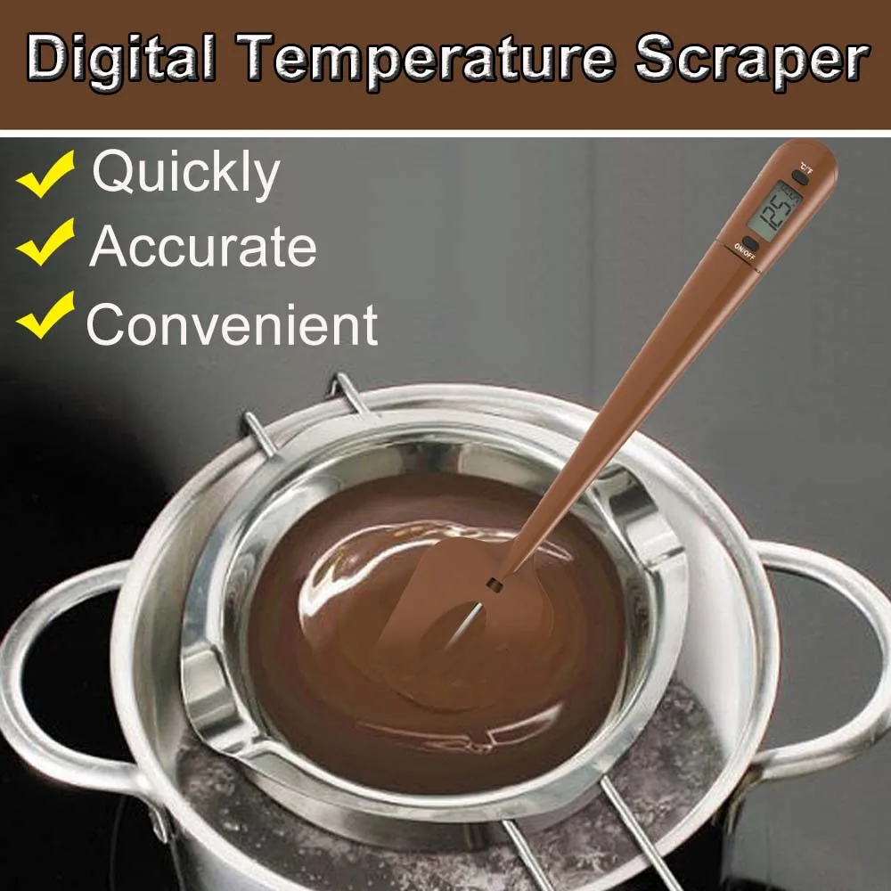 

Silicone Digital Thermometer Scraper KT Candy Jam Chocolate Stirrer 2 in 1 Temperature Measure Kitchen Food Multifunctional Tool