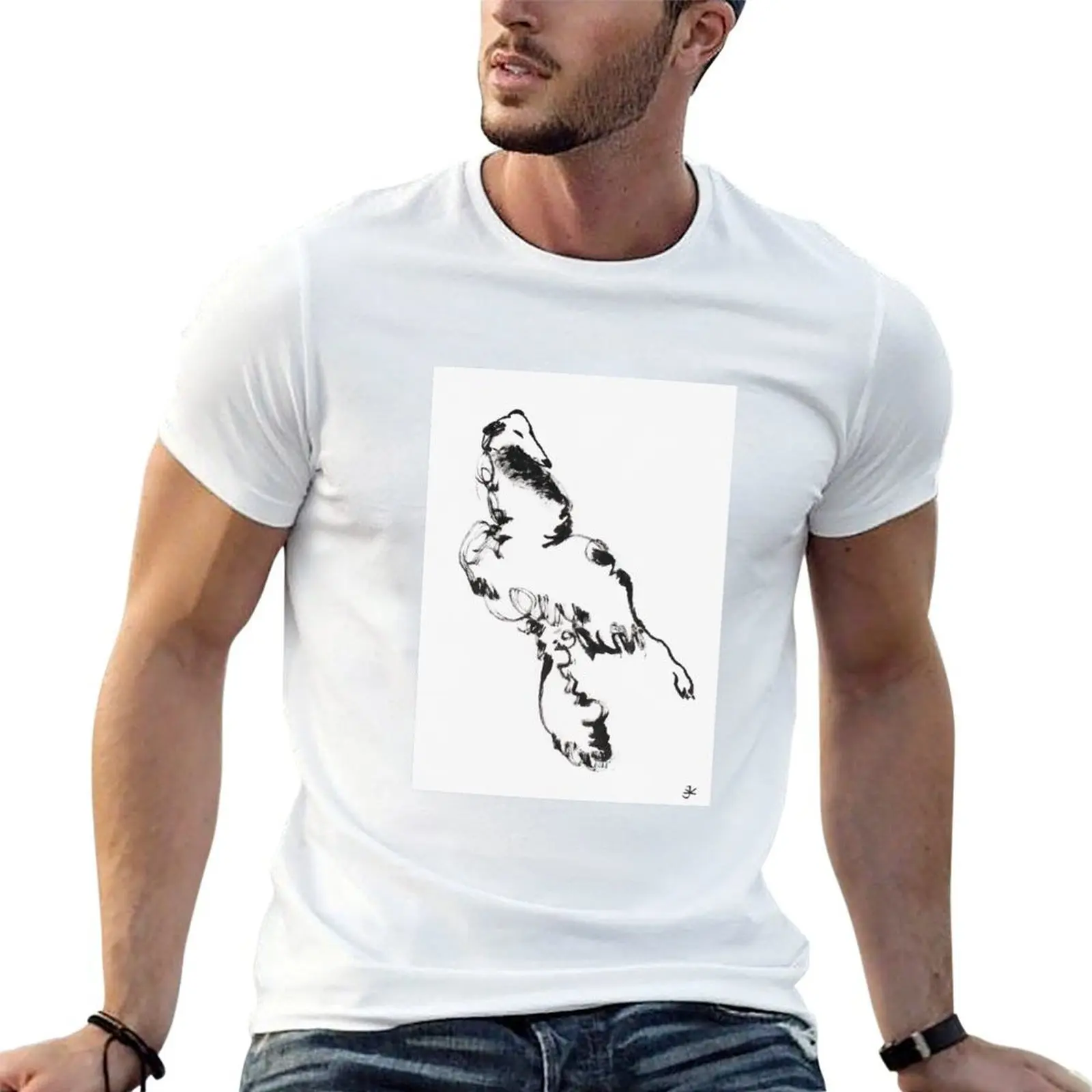 Borzoi Dog 3 Sitting Pose T-Shirt Running Gym Short Sleeve Sports Tee