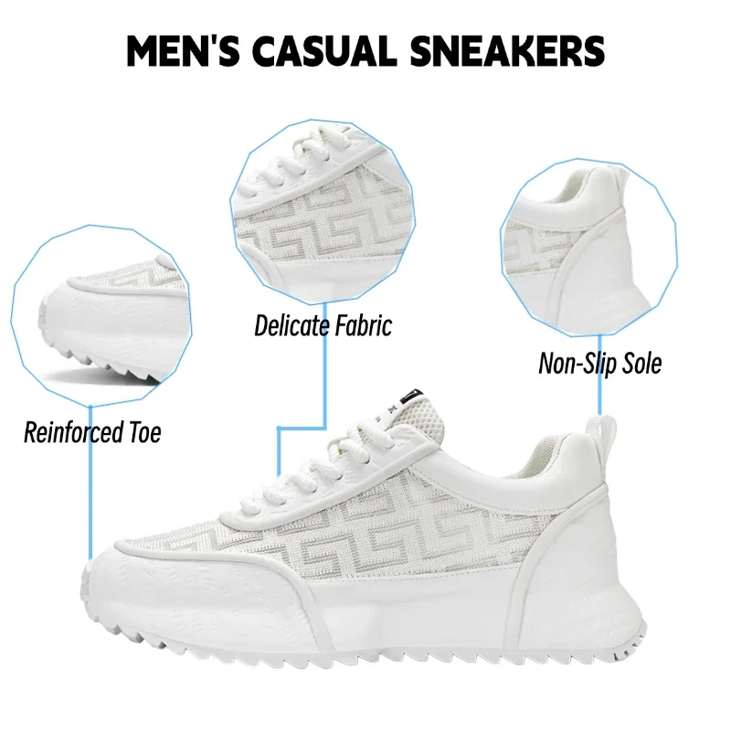 Fipatbu Zapatillas gruesas para hombre, Zapatillas deportivas informales transpirables para correr, Zapatillas vulcanizadas con plataforma antideslizante con cordones de diseñador