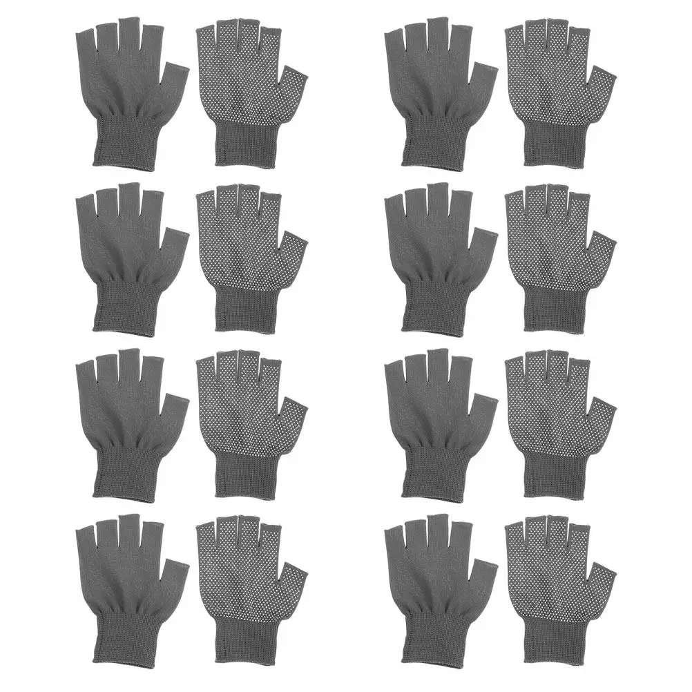 

8Pairs Nonskid Fingerless Work Gloves Breathable Half-Finger Gloves for Gardening Industrial Outdoor Tasks Comfortable Antislip