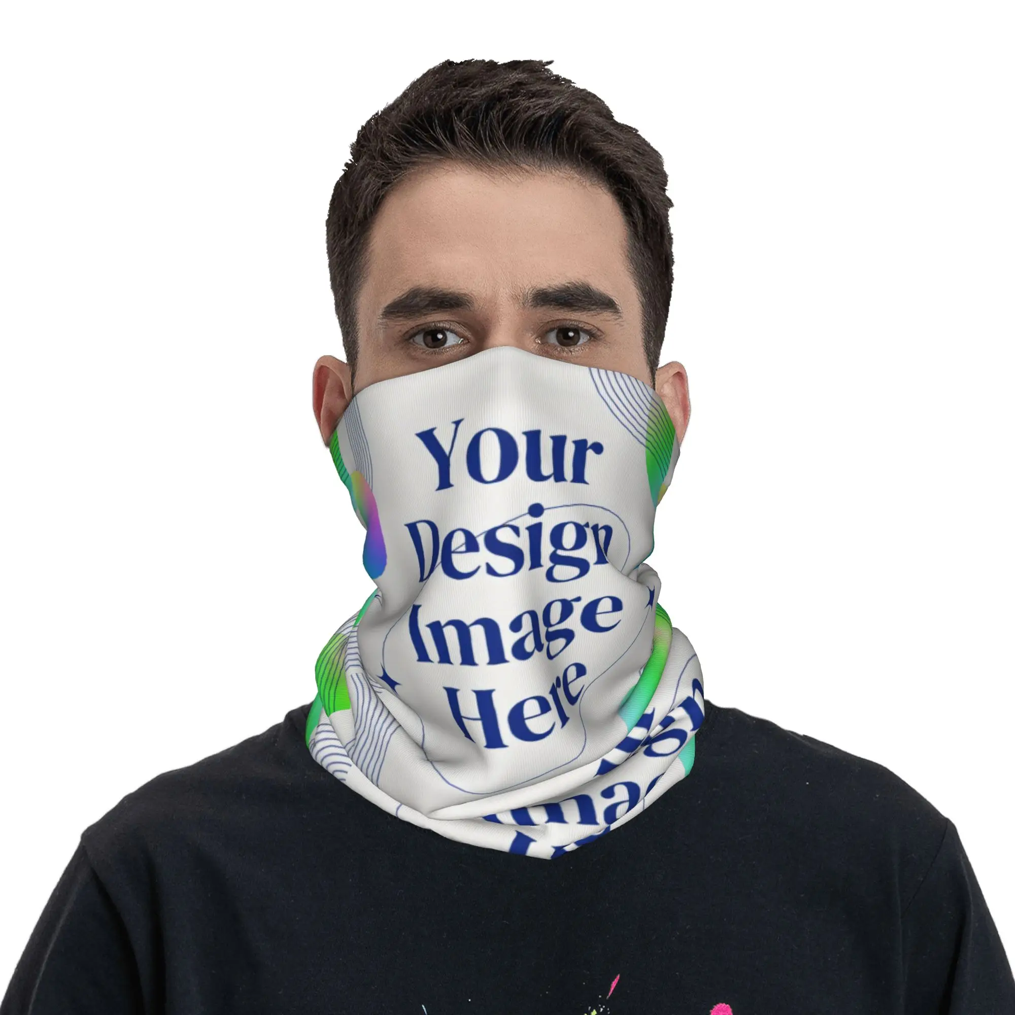 Custom Your Photo Logo Text Bandana Winter Neck Warmer Women Wrap Face Scarf for Hiking Personalized Image Gaiter Headband