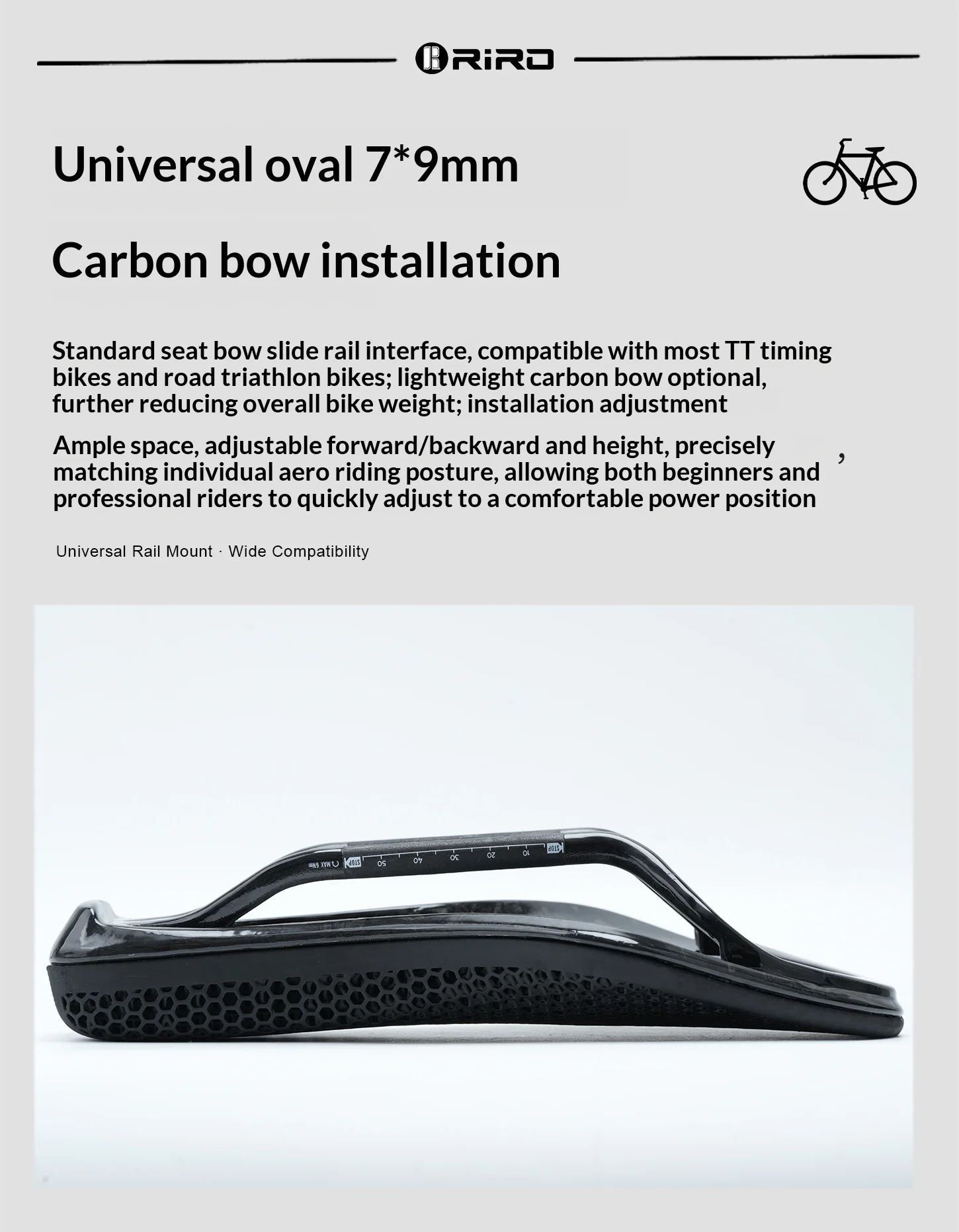 RIRO Carbonfaser 3D-gedruckter Fahrradsattel, hohl, TT Triathlon Fahrradsitz, ultraleicht, Carbon-Schienen, ergonomisch, atmungsaktiv, Rennradteile – Detail 13