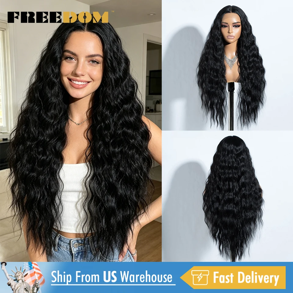 

FREEDOM Synthetic Lace Front Wigs For Women 30 Inch Curly Wavy Highligt Ombre Brown Blonde Cosplay Lace Wigs US Local Shipping