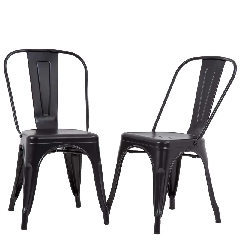 Set of 2 Cafe Chairs 330lbs Load Bar Dining Chairs Restaurant Modern Comfortable Sturdy Metal Frame