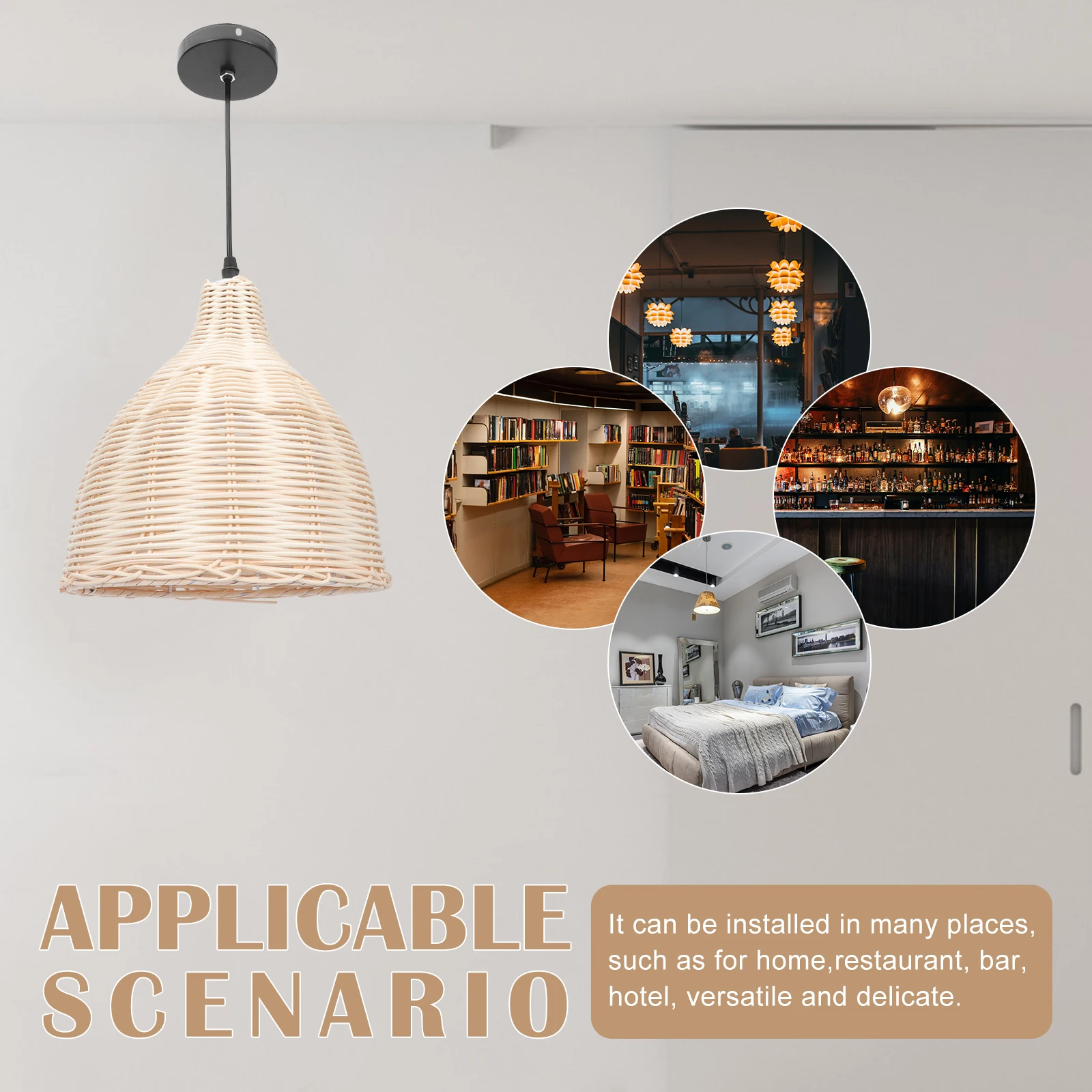 

1Set Rattan Woven Pendant Light Durable Iron Frame Home Decor Lamp Warm Lighting Bedroom Restaurant Decoration Chandelier Woven