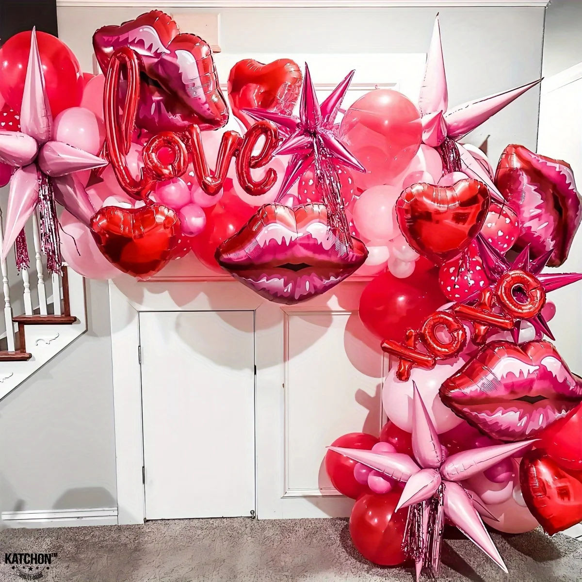 Roter Lippenballon, große Lippen und Lippenstift, Aluminiumfolienballon, Hochzeit, Valentinstag, Vorschlag, Jubiläumsdekoration – Detail 16