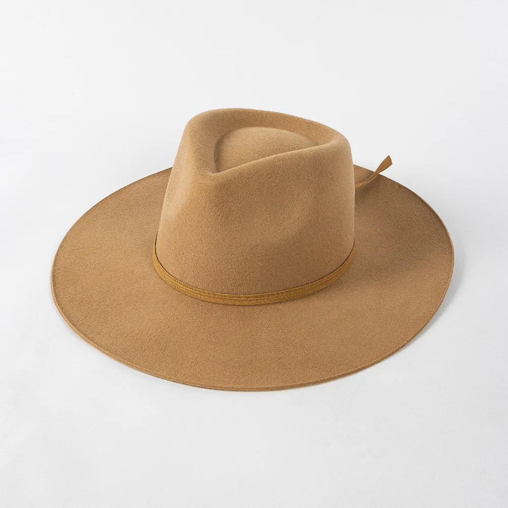 100% Wool Fedora Hat Women Autumn Winter New Ribbon Bow Fashion Casual Crown Top Jazz Top Hat Unisex Shopping Warm Bowler Hat