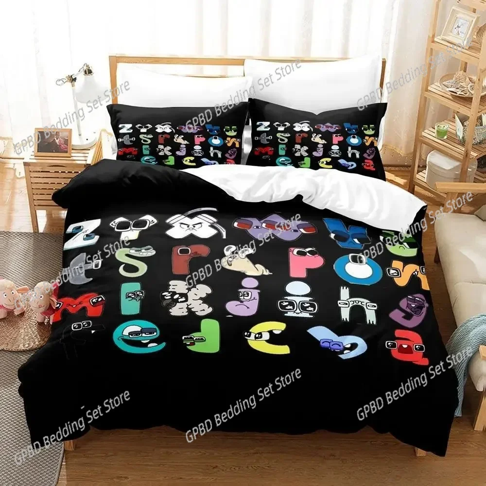 New 26 Alphabet Lore Bedding Set Cartoon Anime three-piece set Adult Kid Bedroom Duvet cover Sets Enlightenment 3D Print Kawaii