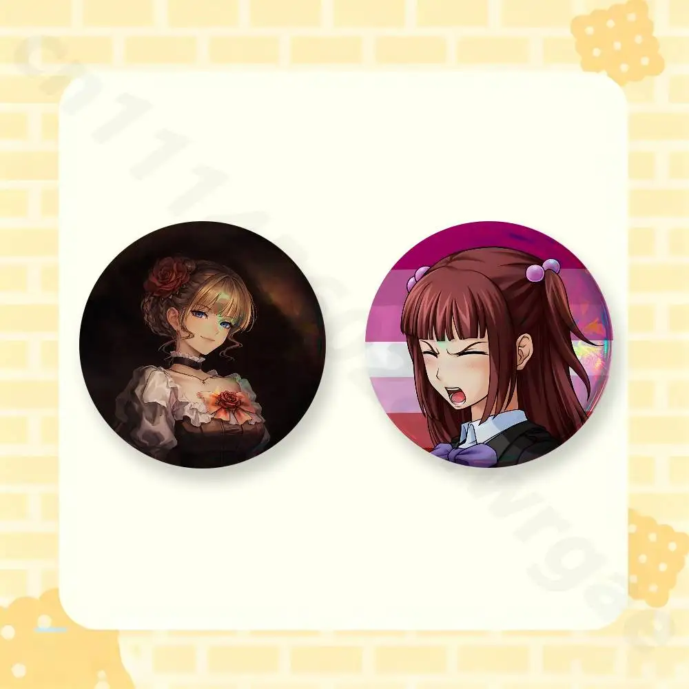 umineko no naku koro ni 2 Pieces Badge Brooches on Backpack Clothes Handmade Round Enamel Pins for Jewelry