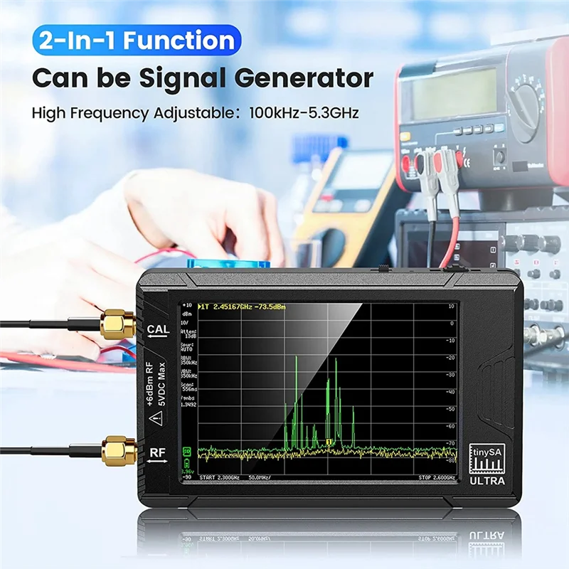 Ultra Spectrum Analyzer, 4.0 Inch 100KHz To 5.3GHz Tiny Frequency 2-In-1 Signal Generator 100KHz To 800MHz