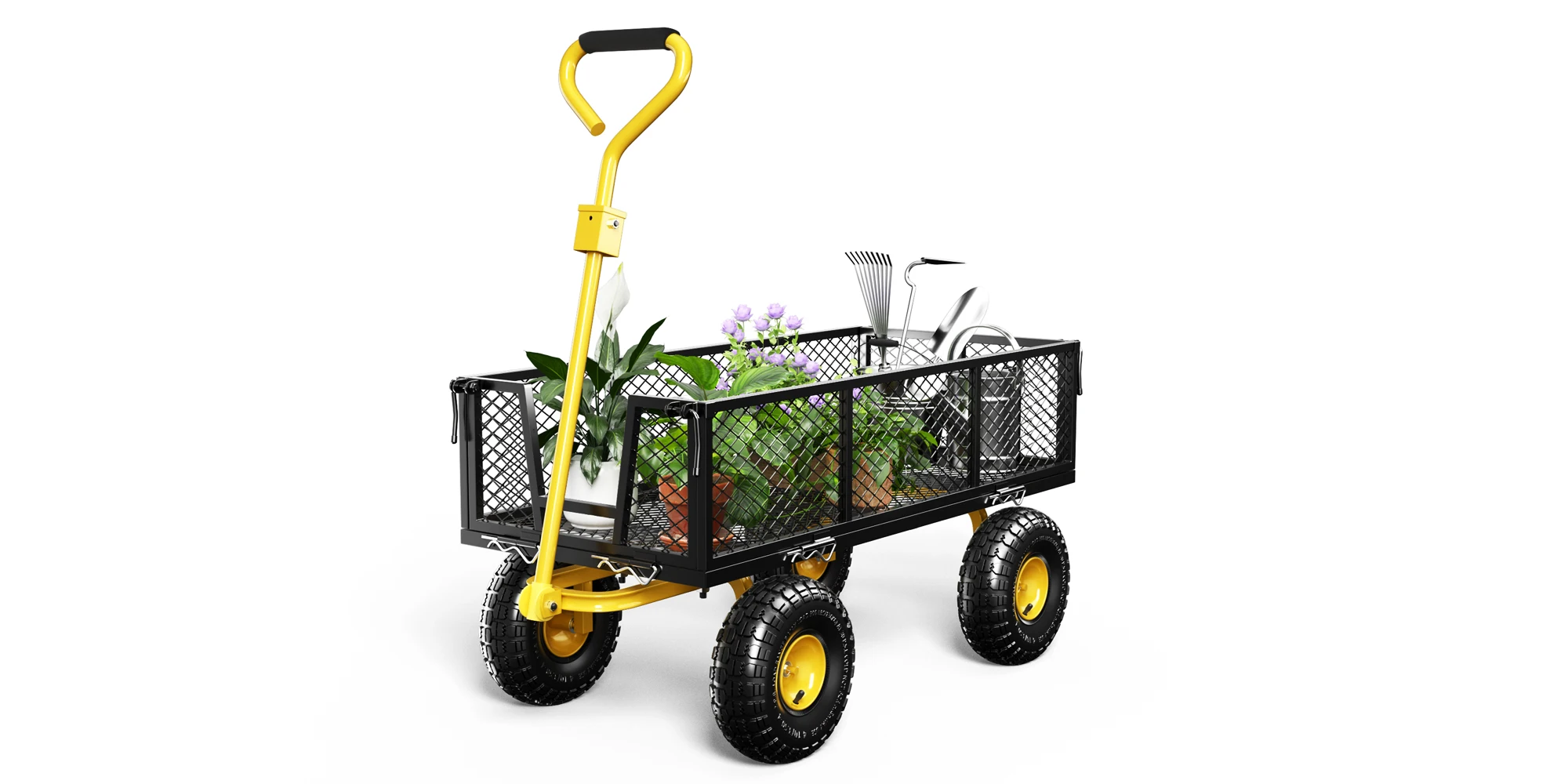 YDC-2503 لوحة إطار شبكي مسطحة محمولة بأربع عجلات قابلة للطي لوازم الحدائق عربة يدوية للتخييم في الهواء الطلق والشاطئ #6