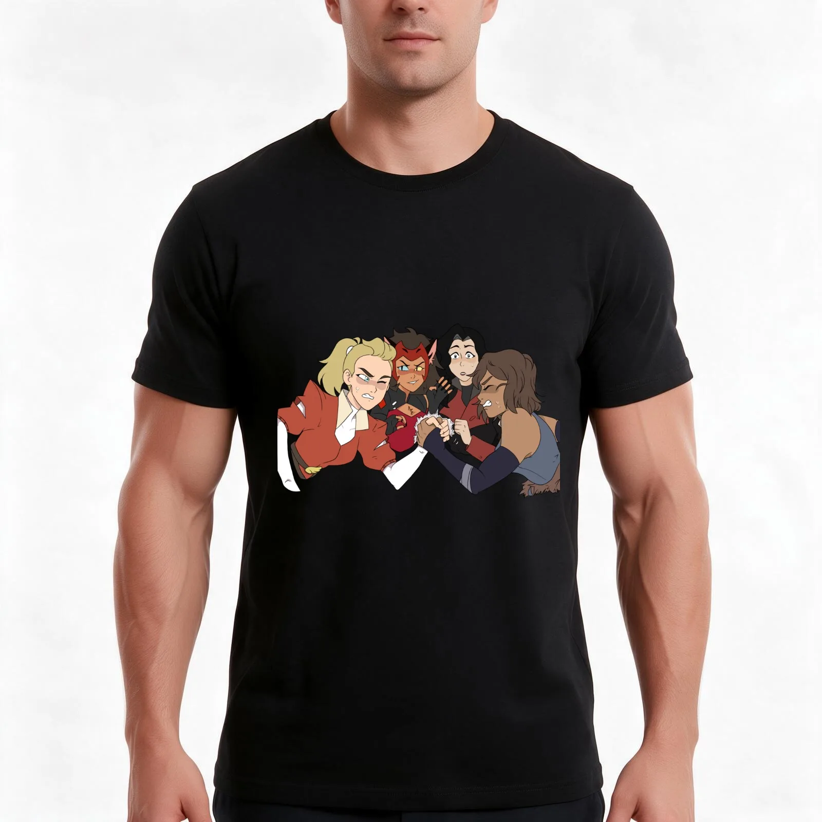 Adora vs Korra T-Shirt, Summer Casual Cotton Tee, Oversized Streetwear Tops, Vintage Graphic Print, Loose Fit Short Sleeve