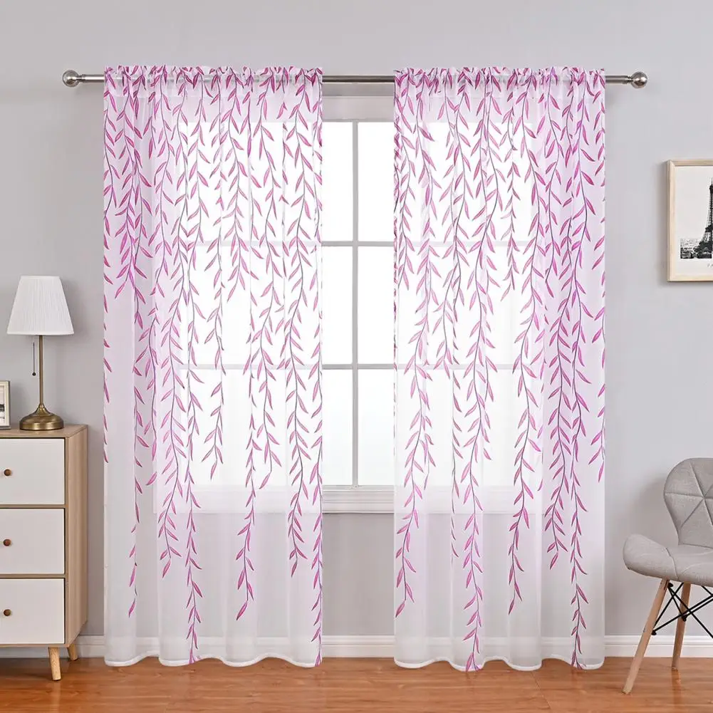 Modern Simple Balcony Tulle Curtain Quick Drying Window Curtain Screening Wicker Print Window Curtain Home Decor